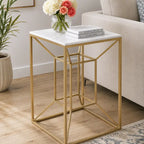 Luxury Living Room Side Table with Geometric Base Design