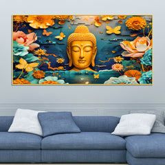 luxury-lord-buddha-canvas-painting-with-floral-design
