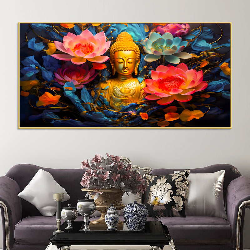 Luxury Lord Buddha Wall Painting for Bedroom & Living Room
