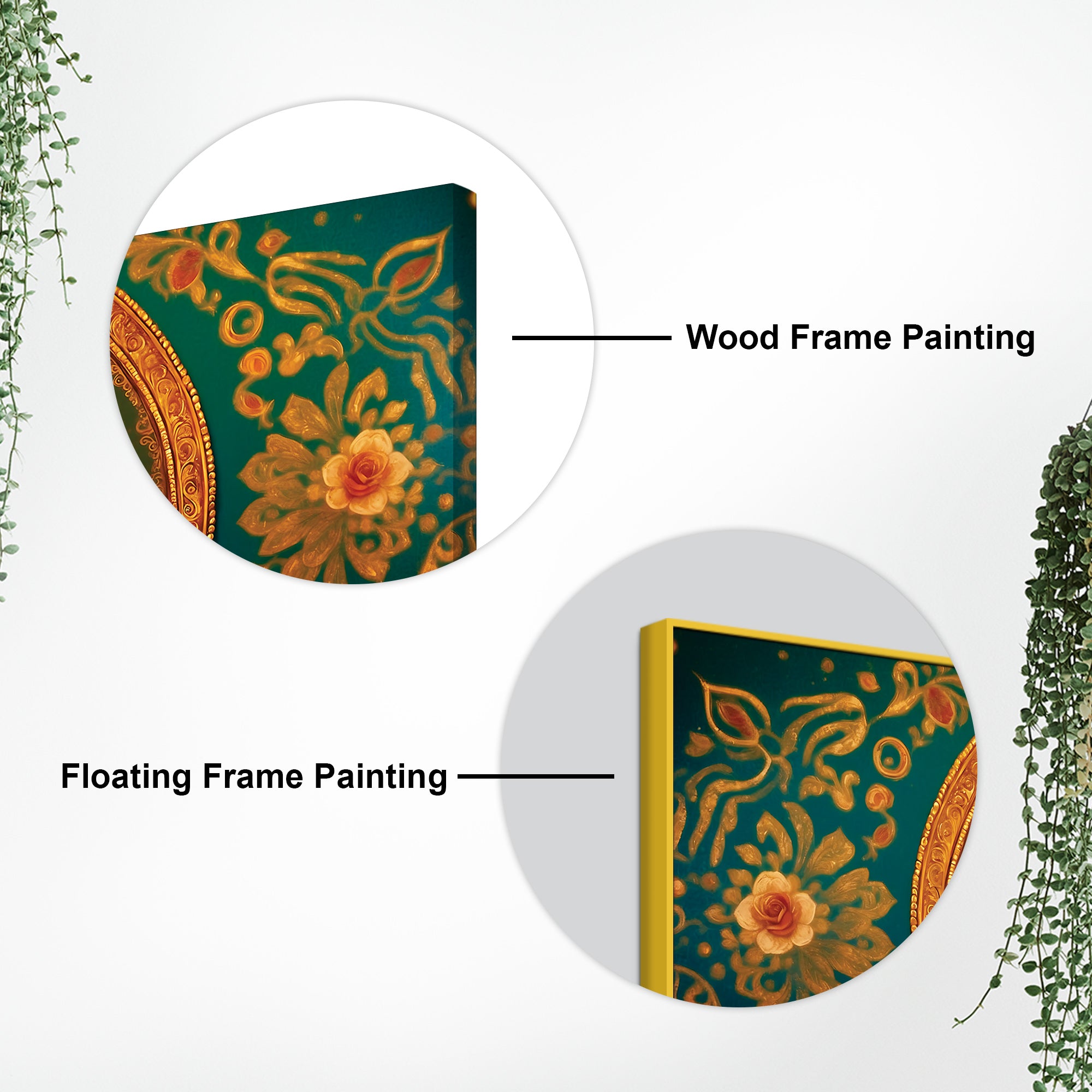 Luxury Lord Ganesha Floral Wall Art Canvas Wall Painting for Home & Office – Elegant Spiritual Wall Décor