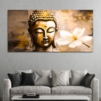 Luxury Lord Gautam Buddha Face Canvas Painting for Living Room