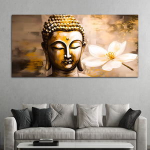 Luxury Lord Gautam Buddha Face Canvas Painting for Living Room