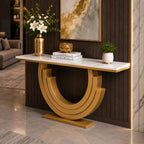Luxury Marble and Gold Console Table Stunning Arch Design for Spacious Entryways