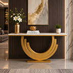 Luxury Marble and Gold Console Table Stunning Arch Design for Spacious Entryways