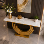Luxury Marble and Gold Console Table Stunning Arch Design for Spacious Entryways