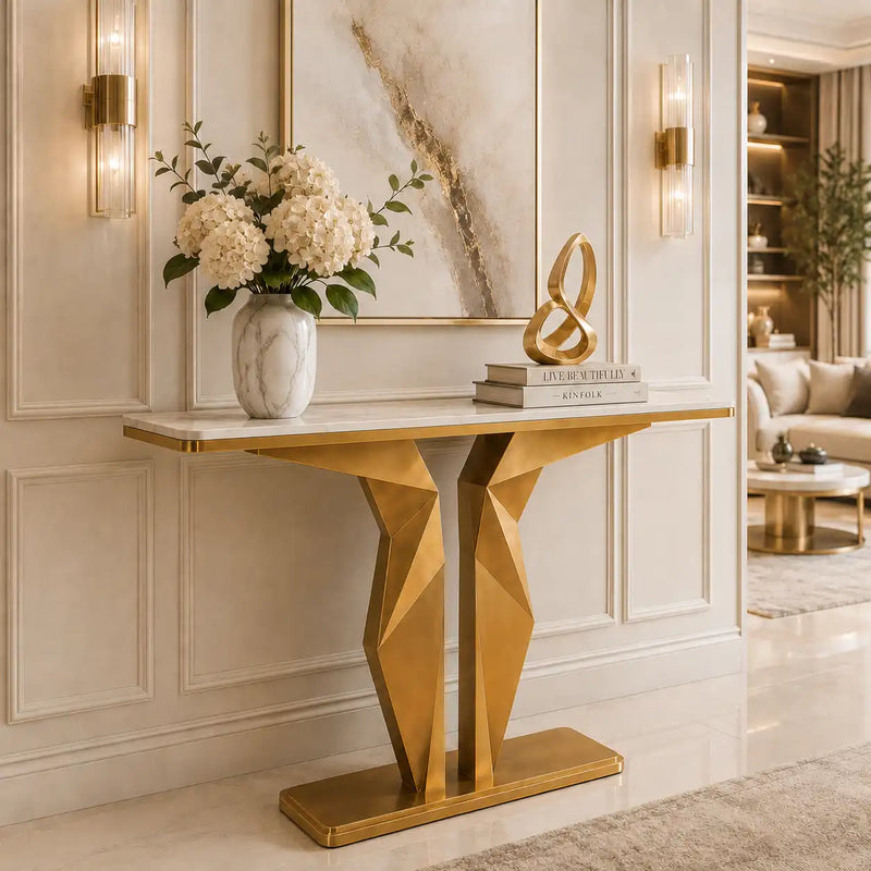 Luxury Marble Foyer Console Table with Origami