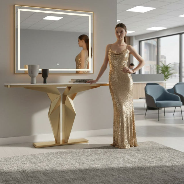 Luxury Marble Foyer Console Table with Origami