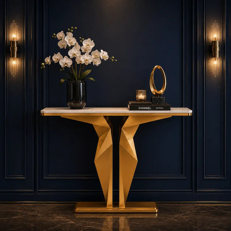 Luxury Marble Foyer Console Table with Origami