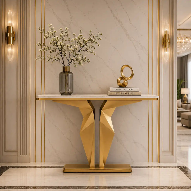Luxury Marble Foyer Console Table with Origami