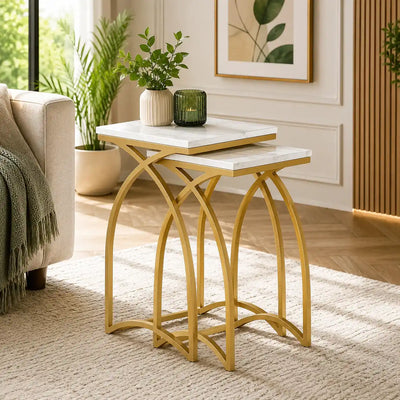 Luxury Marble Top Nesting Table Set of 2