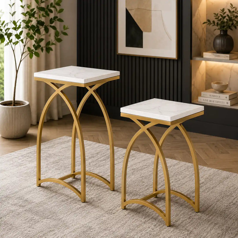 Luxury Marble Top Nesting Table Set of 2