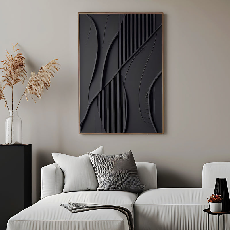 Luxury Modern Black Sculptural 3D Wall Art Home Decor