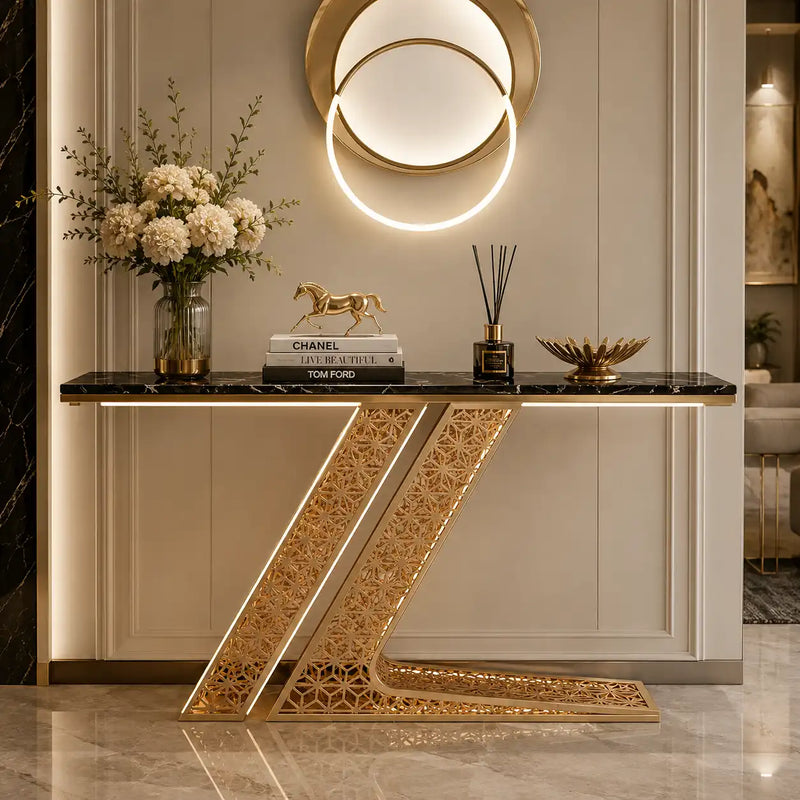 Luxury Modern Console Table with LED Lighting