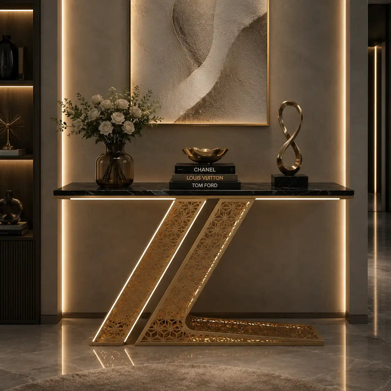 Luxury Modern Console Table with LED Lighting