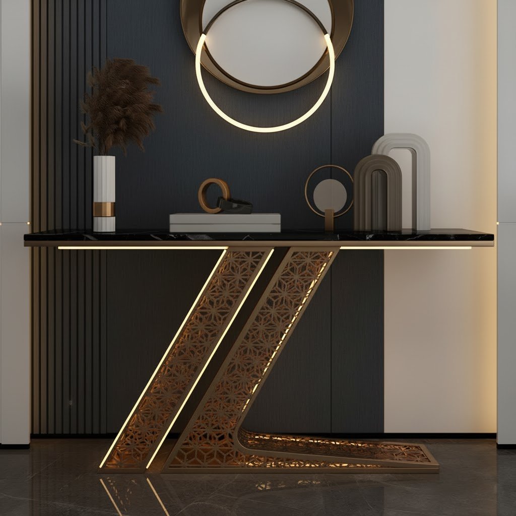 Luxury Modern Console Table with LED Lighting
