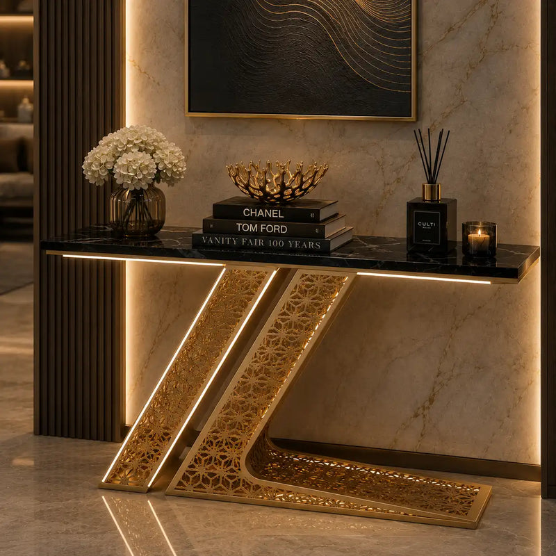 Luxury Modern Console Table with LED Lighting