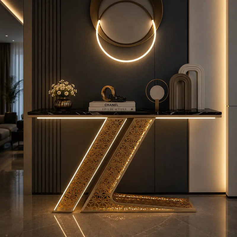 Luxury Modern Console Table with LED Lighting