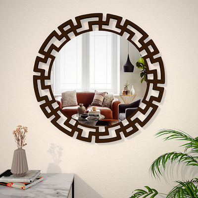 Luxury Modern Decorative Brown Round Mirror