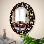 Luxury Modern Decorative Brown Round Mirror