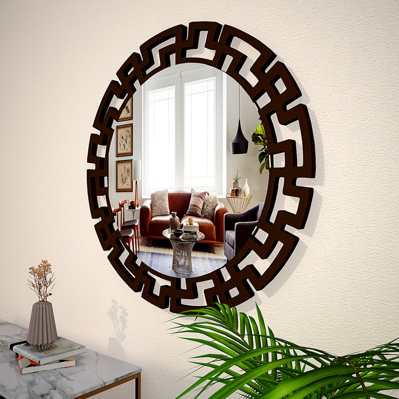 Luxury Modern Decorative Brown Round Mirror