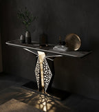 Luxury Modern LED Console Table | Designer Entryway Table with Geometric Base (SS 302)