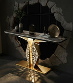 Luxury Modern LED Console Table | Designer Entryway Table with Geometric Base (SS 302)