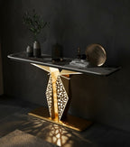 Luxury Modern LED Console Table | Designer Entryway Table with Geometric Base (SS 302)