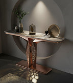 Luxury Modern LED Console Table | Designer Entryway Table with Geometric Base (SS 302)