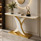 Luxury Modern Marble Console Table with Gold X-Base