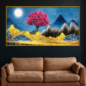 Luxury Modern Moon Scene Crystal Glass Wall Painting for Wall Décor
