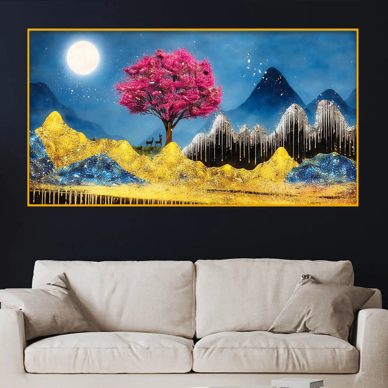 Luxury Modern Moon Scene Crystal Glass Wall Painting for Wall Décor