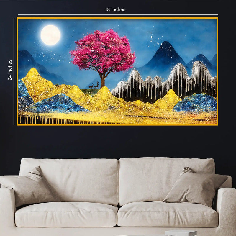 Luxury Modern Moon Scene Crystal Glass Wall Painting for Wall Décor