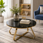 Luxury Modern Round Center Table with Cross Base