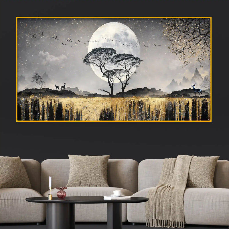 Luxury Moonlight Crystal Glass Painting for Elegant Wall Décor
