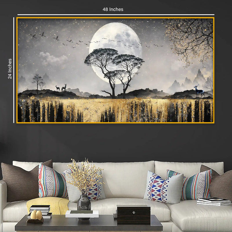 Luxury Moonlight Crystal Glass Painting for Elegant Wall Décor