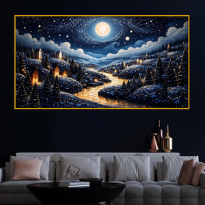 Luxury Moonlight Scene Crystal Glass Painting for Wall Decor