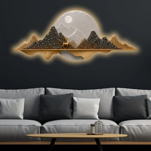 Luxury Moonlit Nature Art Premium Crystal Glass Backlit LED Wall Art