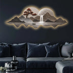 Luxury Mountain Cascade Art Premium Crystal Glass Backlit LED Wall Art
