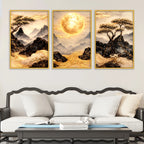 Luxury Mountain Scenery Canvas Wall Art Painting Set of Three