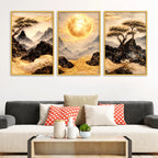 Luxury Mountain Scenery Canvas Wall Art Painting Set of Three