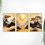 Luxury Mountain Scenery Canvas Wall Art Painting Set of Three