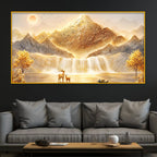 Luxury Mountain Waterfall Crystal Glass Wall Painting