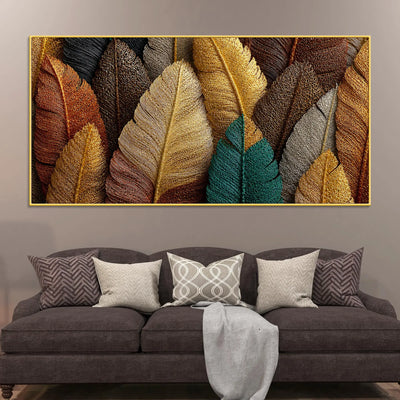 Luxury Multicolor Metallic Autumn Leaves 3D Canvas Wall Painting
