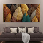 Luxury Multicolor Metallic Autumn Leaves 3D Canvas Wall Painting