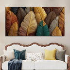 Luxury Multicolor Metallic Autumn Leaves 3D Canvas Wall Painting