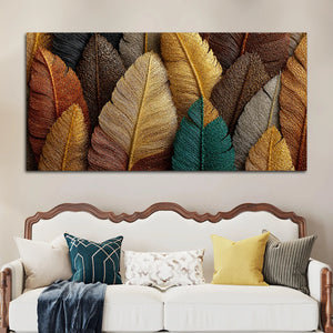 Luxury Multicolor Metallic Autumn Leaves 3D Canvas Wall Painting