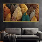 Luxury Multicolor Metallic Autumn Leaves 3D Canvas Wall Painting