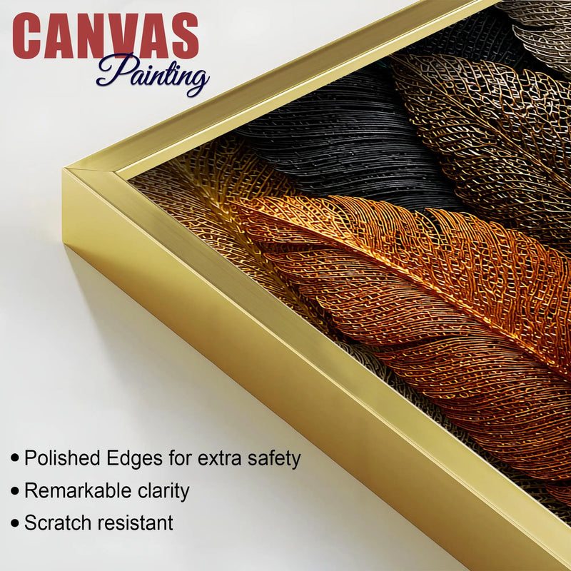 Luxury Multicolor Metallic Autumn Leaves 3D Canvas Wall Painting