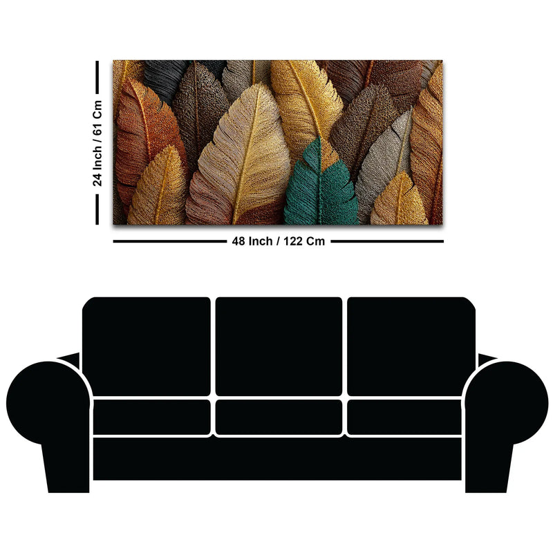 Luxury Multicolor Metallic Autumn Leaves 3D Canvas Wall Painting