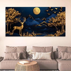 Luxury Nature Deer Canvas Painting for Decoration